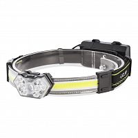 Фонарь SMARTBUY SBF-HL044b налобный аккумуляторный 8Вт LED + 5Вт COB+Stop light, 3 режима, 420Лм, IP54, дальность 300м, коробка (1/120)