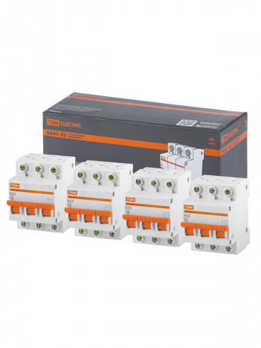 Автоматический выключатель ВА47-63 3Р 32А 4,5кА х-ка B TDM (1/4/40) (SQ0218-0058) фото 2 Автоматический выключатель ВА47-63 3Р 32А 4,5кА х-ка B TDM (1/4/40) (SQ0218-0058) фото 2