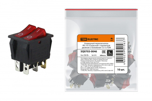 Клавишный переключатель IRS-101-R красный с подсветкой двойной 2 положения 1з+1з TDM (1/10/1600) (SQ0703-0046) Клавишный переключатель IRS-101-R красный с подсветкой двойной 2 положения 1з+1з TDM (1/10/1600) (SQ0703-0046)