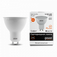 Лампа светодиодная GAUSS Elementary MR16 5.5W 430lm 3000К GU10 1/10/100 (13616)
