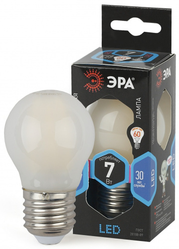 Лампа светодиодная ЭРА F-LED P45-7W-840-E27 frost E27 / Е27 7Вт филамент шар матовый нейтральный белый свет (1/100) (Б0027959) фото 5