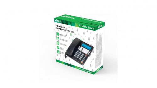 Проводной телефон с дисплеем RITMIX RT-495 black,АОН, FSK/DTMF/ETSI,59 вх.,16 исх.пам,10 кн.быстр.набор,подкл.мини АТС (1/20) (80002152) фото 2