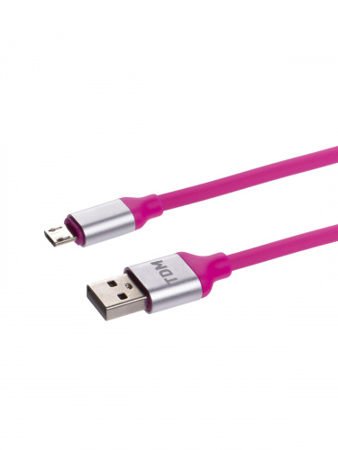 Дата-кабель TDM ДК 19, USB - micro USB, 1 м, силиконовая оплетка, розовый, (1/200) (SQ1810-0319) фото 3 Дата-кабель TDM ДК 19, USB - micro USB, 1 м, силиконовая оплетка, розовый, (1/200) (SQ1810-0319) фото 3