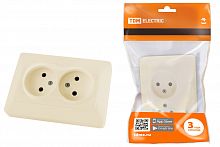 Розетка двойная 2П 10А 250В сл. кость "Ильмень" TDM (1/10/100) (SQ1823-0111)