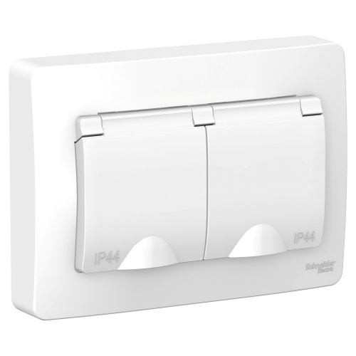 Розетка 2-м С/У BLANCA 16А IP44 250В с заземл. защ. шторки с крышкой бел. Systeme Electric BLNRS441121 (1/5/30)