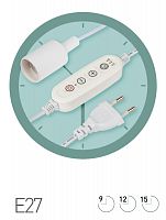 Светильник для растений ЭРА FITO-Time Holder E27 3 м с проводом и таймером для фитоламп с цоколем Е27 (1/50) (Б0064279)