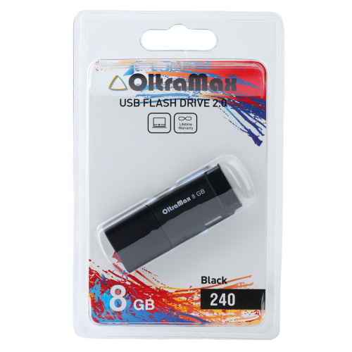 Флеш-накопитель USB  8GB  OltraMax  240  чёрный (OM-8GB-240-Black) фото 4