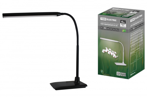 Светильник светодиодный TDM настольный СН-28, 6 Вт, сенсор-диммер, 5000 К, 220 В, черный, (1/12) (SQ0337-0095) Светильник светодиодный TDM настольный СН-28, 6 Вт, сенсор-диммер, 5000 К, 220 В, черный, (1/12) (SQ0337-0095)