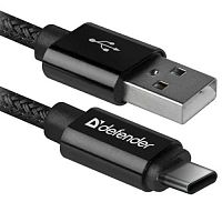 Кабель DEFENDER USB08-03T PRO USB2.0, черный, AM-MicroBM, 1m, 2.1A (1/100) (87802)