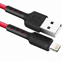 Кабель DEFENDER F181 USB-Lightning 1м, 2.4А, нейлон, пакет, красный (1/100) (87114RED)