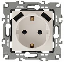Розетка ЭРА, серии ЭРА 12, 2P+E 16A-250В, штор. с 2xUSB 5В-3А, слоновая кость (10/100/2000) 12 -4109-02