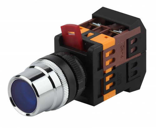 Кнопка ЭРА ABLF-22 синий d22мм неон/240В1з+1р (10/400/3200)