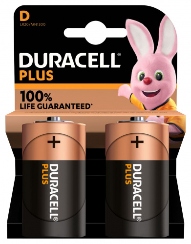 Элемент питания DURACELL  LR20  BL2  PLUS  (2/20/3300) (Б0056039)
