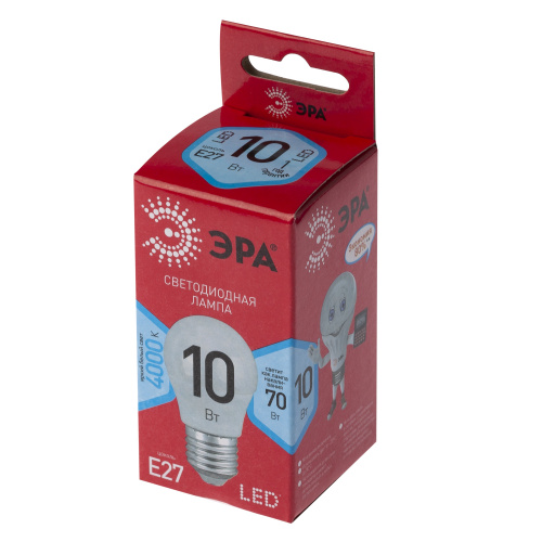 Лампа светодиодная ЭРА RED LINE LED P45-10W-840-E27 R Е27 / E27 10Вт шар нейтральный белый свет (10/100/4000) (Б0050234) фото 3