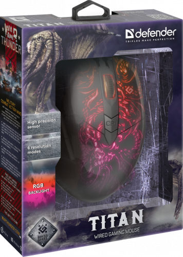 Мышь проводная игровая DEFENDER Titan GM-650L RGB,Macro,6кнопок,6400dpi, черный (1/40) (52650) фото 12