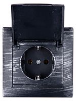 Розетка 2П+З 16А 250В IP44 с крышкой старинное серебро с/у, "Лама" (1/10) TDM (SQ1815-0667)