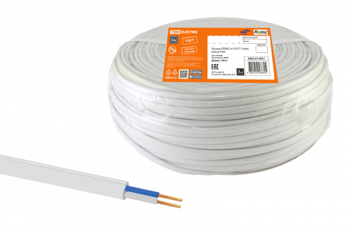 Провод TDM ПГВВП 2х1 ГОСТ (100м), белый (SQ0127-0551)