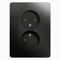 Розетка 2-м С/У GLOSSA 16А IP20 без заземл. в сборе антрацит Systeme Electric GSL000720 (1/15/90)