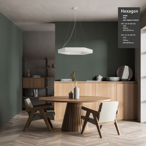 Светильник светодиодный Geometria ЭРА Hexagon SPO-124-W-40K-051 51Вт 4000К 3900Лм IP40 800*800*80 белый подвесной  (Б0050556) фото 11