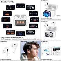 Наушники внутриканальные Borofone BW76 Brocade, bluetooth 5.4, сенсорный экран, цвет: белый (1/17/102) (6941991114236)