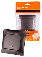 Выключатель 1 кл. с подсветкой 10А шоколад , с/у, "Лама" (10/10) TDM (SQ1815-0504)