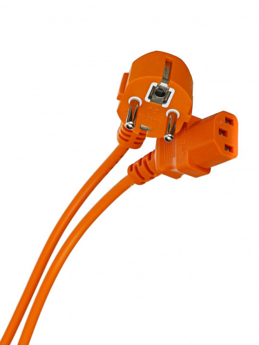 Кабель компьютер --> розетка 220V (угловая Евровилка) <VDE> 3G0,75mm2 VCOM {CE021-O} 1,8m, ОРАНЖЕВЫЙ (1/50) (CE021-CU0.75-1.8M-O)