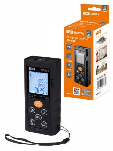 Рулетка лазерная (дальномер) ЛР-100, дальность 100 м, точность 2 мм, подсветка, IP54, 2хAAA, “Алмаз” TDM (SQ1018-0203) Рулетка лазерная (дальномер) ЛР-100, дальность 100 м, точность 2 мм, подсветка, IP54, 2хAAA, “Алмаз” TDM (SQ1018-0203)