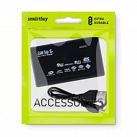 Картридер универсальный 10-в-1, MicroSD, SD, CF, MS, M2, MMC, xD и др., Smartbuy (SBR-999) (1/80)