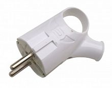 Вилка угловая с кольцом с заземлением 16А белая 4120 IN HOME (35/350) (4690612009124)
