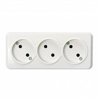 Розетка SMARTBUY 3-местная 10А, ОУ, без заземления белая "Юпитер" (SBE-03w-10-S3-N) (1/10/100)