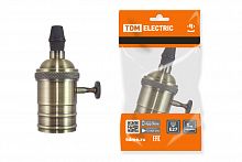 Патрон TDM Е27 подвесной с выключателем, металлический "Лофт", бронза (1/1/200) (SQ0335-0068)