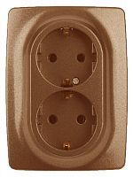 Розетка ЭРА, серии ЭРА 12, 2X2P+E Schuko, 16A-250В, IP20, медь (10/100/1600) 12 -2106-14
