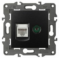 Розетка ЭРА, серии ЭРА Elegance, скрытой установки, RJ45+TV, IP20, антрацит
