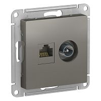Механизм розетки компьютерной + TV 2-м С/У ATLASDESIGN RJ45 кат.5E + TV сталь Systeme Electric ATN000989 (1/5/20)