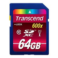 Карта памяти SDXC  64GB  Transcend Class 10 UHS-I (600x) (TS64GSDXC10U1)