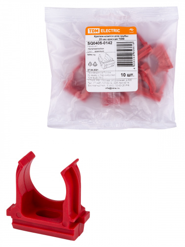 Крепеж-клипса для трубы ПНД 20 мм (10 шт.) красная TDM (1/10/1400) (SQ0405-0142) Крепеж-клипса для трубы ПНД 20 мм (10 шт.) красная TDM (1/10/1400) (SQ0405-0142)