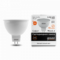 Лампа светодиодная GAUSS Elementary MR16 3.5W 290lm 3000K GU5.3 1/10/100 (13514)