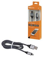 Дата-кабель TDM ДК 12, USB - Lightning, 1 м, тканевая оплетка, серый, (1/200) (SQ1810-0312)