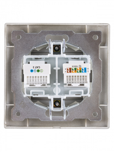 Розетка телефонная RJ11 + компьютерная RJ45 бронза , с/у, "Лама" (10/120) TDM (SQ1815-0719) фото 3