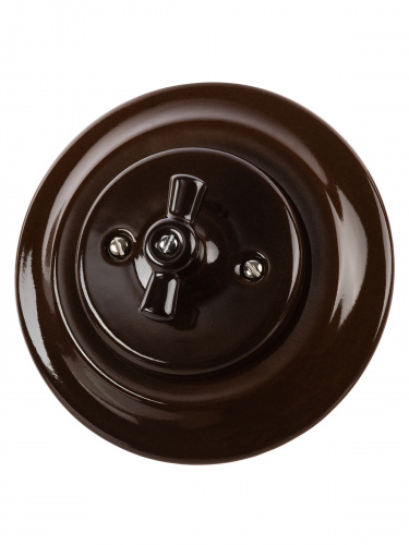 Выключатель скрытой установки фарфоровый поворотный 2-кл. с ручкой (бантик) 10А коричневый «Болонь» TDM (SQ1820-0415) фото 6 Выключатель скрытой установки фарфоровый поворотный 2-кл. с ручкой (бантик) 10А коричневый «Болонь» TDM (SQ1820-0415) фото 6