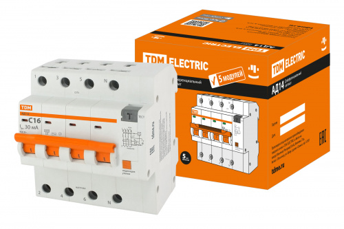Диф.автомат АД14 4Р 16А 30мА TDM (1/20) (SQ0204-0130)