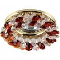 Светильник ЭРА DK16 GD/WH/T декор круглый с мелкими хрусталиками MR16 12V/220V 50W золото/прозрачный (1/30) (C0043751)