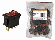 Клавишный переключатель YL-211-02 черный корпус красная клавиша 2 положения 1з TDM (1/4000) (SQ0703-0020)