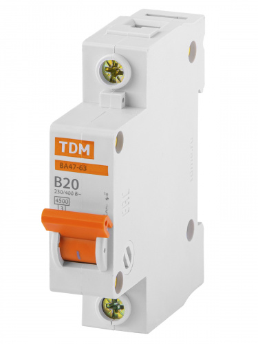 Автоматический выключатель ВА47-63 1Р 20А 4,5кА х-ка B TDM (1/120) (SQ0218-0040) фото 8 Автоматический выключатель ВА47-63 1Р 20А 4,5кА х-ка B TDM (1/120) (SQ0218-0040) фото 8