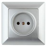 Розетка INTRO 2P, 16А-250В, СУ, Solo, алюминий (10/200/2000) 4-201-03 (Б0043307)