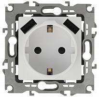 Розетка ЭРА, серии ЭРА 12, 2P+E 16A-250В, штор. с 2xUSB 5В-3А, белый (10/100/2000) 12 -4109-01