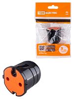 Кабельная розетка б/з черная с красной вставкой 10А 250B чернаяTDM (48/720) (SQ1806-0214)