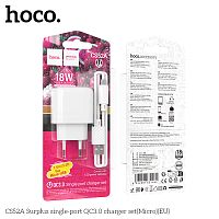 Блок питания сетевой 1 USB HOCO CS52A Surplus, 3.0A, PD18Вт, кабель USB - микро USB, цвет: белый (1/28/168) (6942007631464)