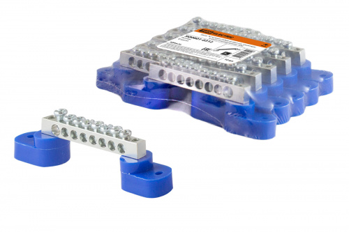 Шина "N" нулевая 6х9мм на двух угл. изоляторах 8 групп никелированная TDM (1/10/400) (SQ0801-0312)