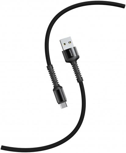 Кабель для зарядки и передачи данных S26 MicroUSB черный.,3 А,QC,нейл.,1м,Smartbuy (iK-12-S26b)